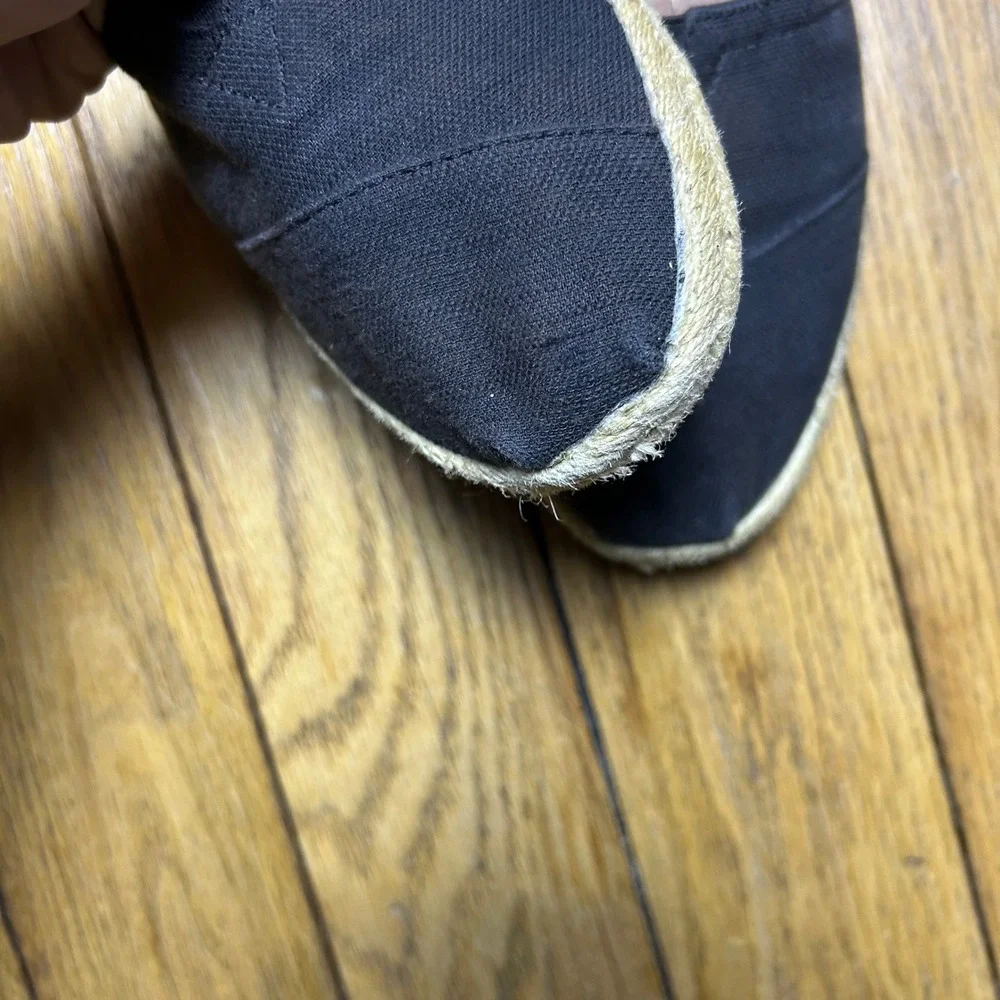TOMS Alpargata Black Canvas Espadrille Slip On Flats Womens‎ 5